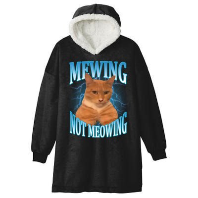 Mewing Not Meowing Funny Cat Meme Hooded Wearable Blanket