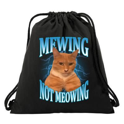 Mewing Not Meowing Funny Cat Meme Drawstring Bag