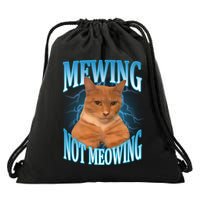 Mewing Not Meowing Funny Cat Meme Drawstring Bag