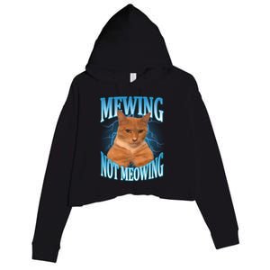 Mewing Not Meowing Funny Cat Meme Crop Fleece Hoodie