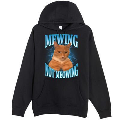 Mewing Not Meowing Funny Cat Meme Premium Pullover Hoodie