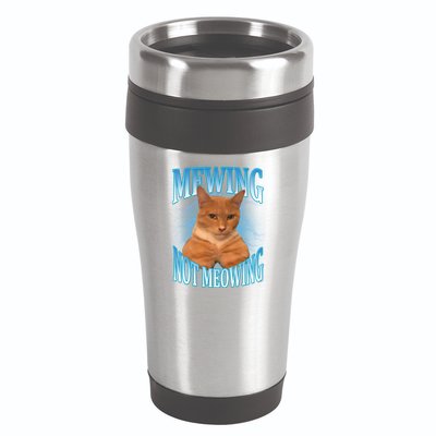 Mewing Not Meowing Funny Cat Meme 16oz Travel Tumbler