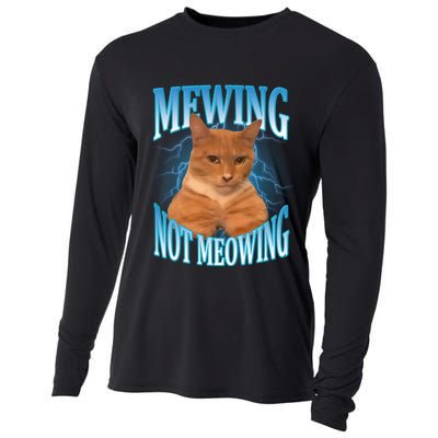 Mewing Not Meowing Funny Cat Meme Cooling Performance Long Sleeve Crew