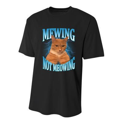 Mewing Not Meowing Funny Cat Meme Youth Performance Sprint T-Shirt