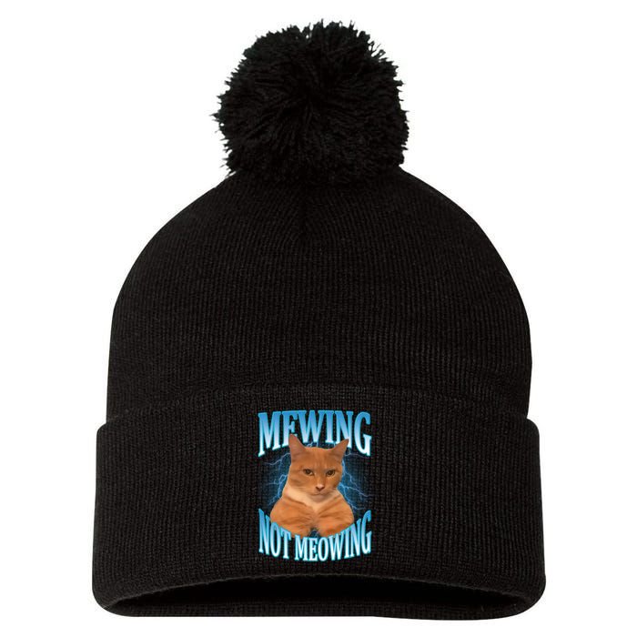 Mewing Not Meowing Funny Cat Meme Pom Pom 12in Knit Beanie