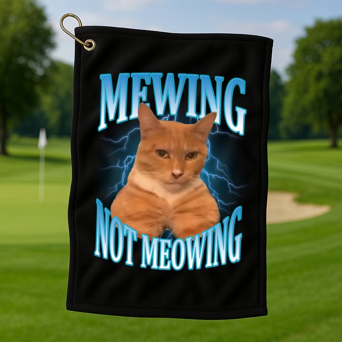 Mewing Not Meowing Funny Cat Meme Golf Towel