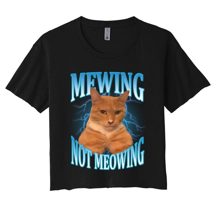 Mewing Not Meowing Funny Cat Meme Crop Top