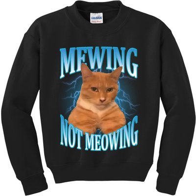 Mewing Not Meowing Funny Cat Meme Kids Sweatshirt