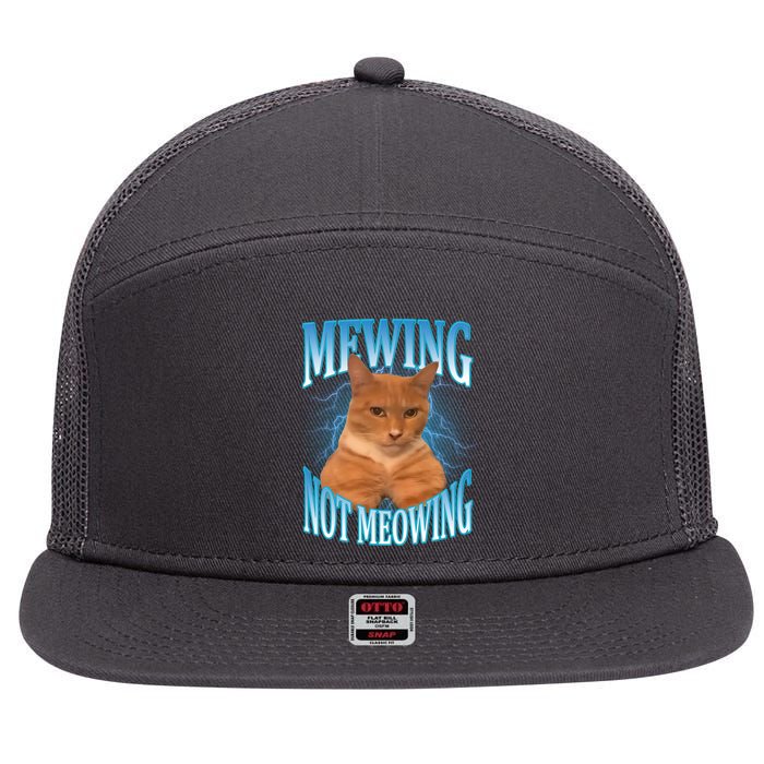 Mewing Not Meowing Funny Cat Meme 7 Panel Mesh Trucker Snapback Hat