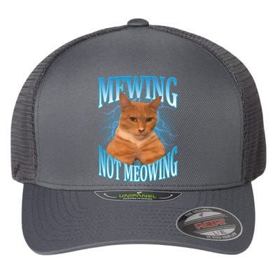 Mewing Not Meowing Funny Cat Meme Flexfit Unipanel Trucker Cap