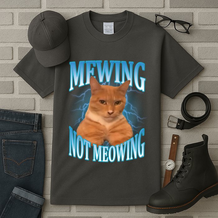 Mewing Not Meowing Funny Cat Meme Tall T-Shirt