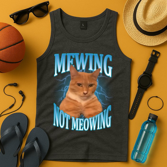 Mewing Not Meowing Funny Cat Meme Tank Top