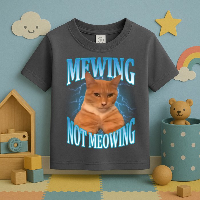 Mewing Not Meowing Funny Cat Meme Toddler T-Shirt