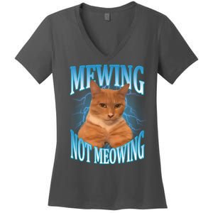 Mewing Not Meowing Funny Cat Meme Women's V-Neck T-Shirt