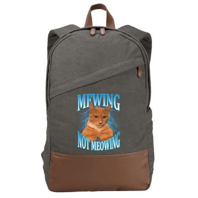 Mewing Not Meowing Funny Cat Meme Cotton Canvas Backpack
