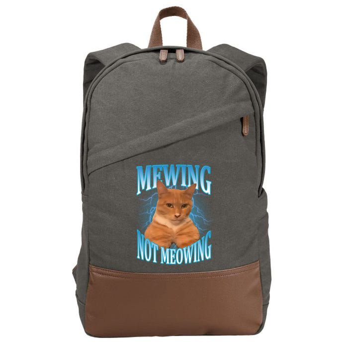 Mewing Not Meowing Funny Cat Meme Cotton Canvas Backpack