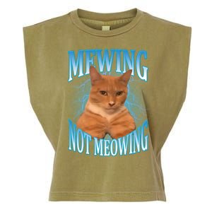 Mewing Not Meowing Funny Cat Meme Garment-Dyed Women's Muscle Tee