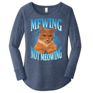 Mewing Not Meowing Funny Cat Meme Women's Perfect Tri Tunic Long Sleeve Shirt