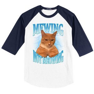 Mewing Not Meowing Funny Cat Meme Baseball Sleeve Shirt