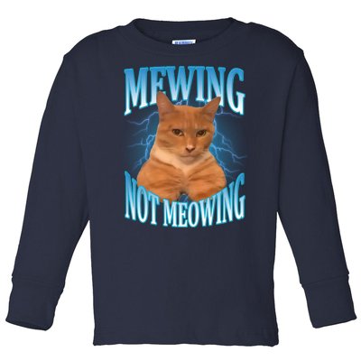 Mewing Not Meowing Funny Cat Meme Toddler Long Sleeve Shirt