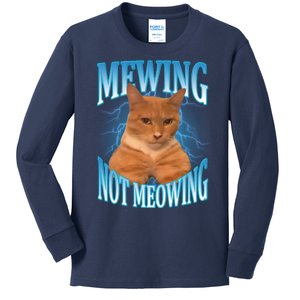 Mewing Not Meowing Funny Cat Meme Kids Long Sleeve Shirt