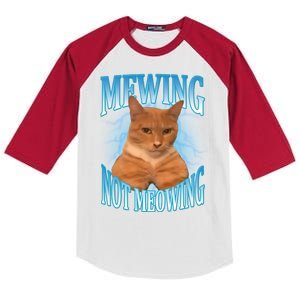 Mewing Not Meowing Funny Cat Meme Kids Colorblock Raglan Jersey