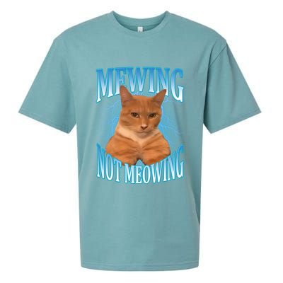 Mewing Not Meowing Funny Cat Meme Sueded Cloud Jersey T-Shirt