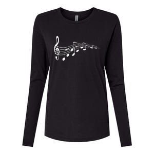 Musical Notes Music Dad Text In Treble Clef Womens Cotton Relaxed Long Sleeve T-Shirt