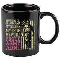 My Nephew My Soldier Hero Proud Army Aunt Military Auntie 11oz C Handle Ceramic Mug