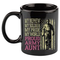 My Nephew My Soldier Hero Proud Army Aunt Military Auntie 11oz C Handle Ceramic Mug