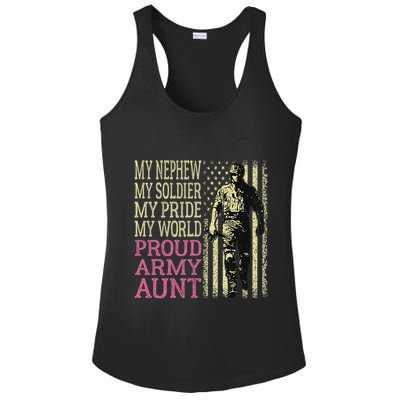 My Nephew My Soldier Hero Proud Army Aunt Military Auntie Ladies PosiCharge Competitor Racerback Tank