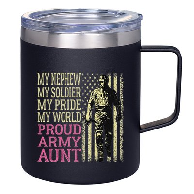 My Nephew My Soldier Hero Proud Army Aunt Military Auntie 12oz Stainless Steel Coffee Mug