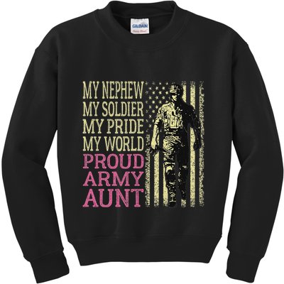 My Nephew My Soldier Hero Proud Army Aunt Military Auntie Kids Sweatshirt