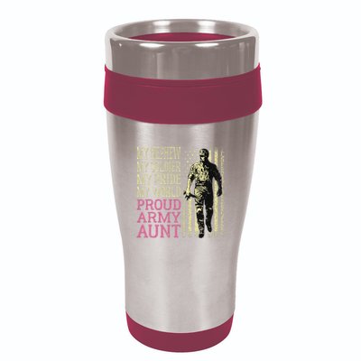 My Nephew My Soldier Hero Proud Army Aunt Military Auntie 16oz Travel Tumbler