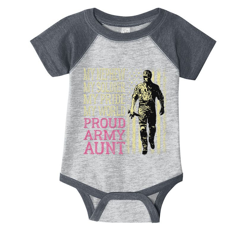 My Nephew My Soldier Hero Proud Army Aunt Military Auntie Infant Baby Jersey Bodysuit