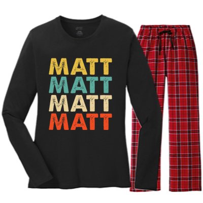 Matt Name Women's Long Sleeve Flannel Pajama Set 