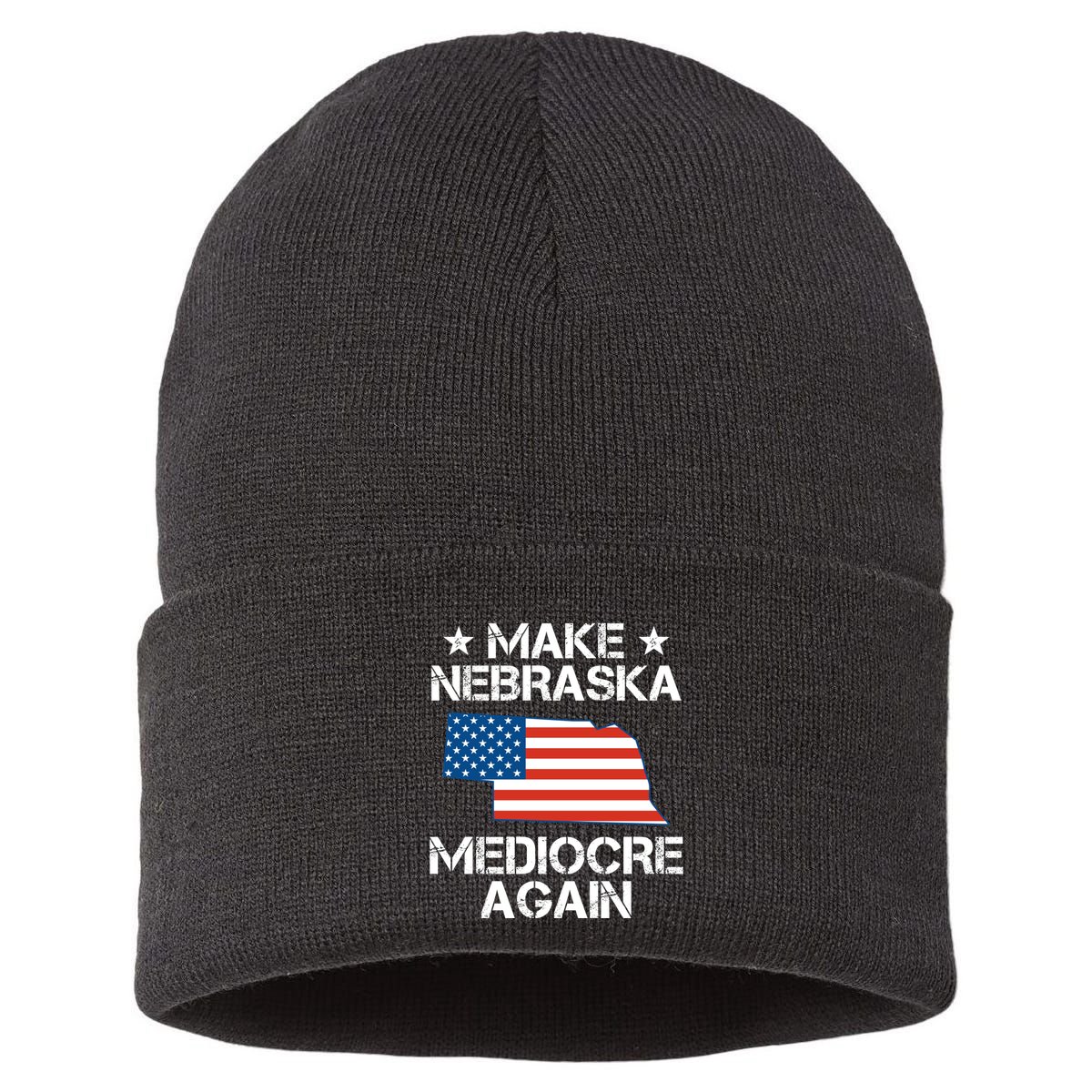 Make Nebraska Mediocre Again Sustainable Knit Beanie