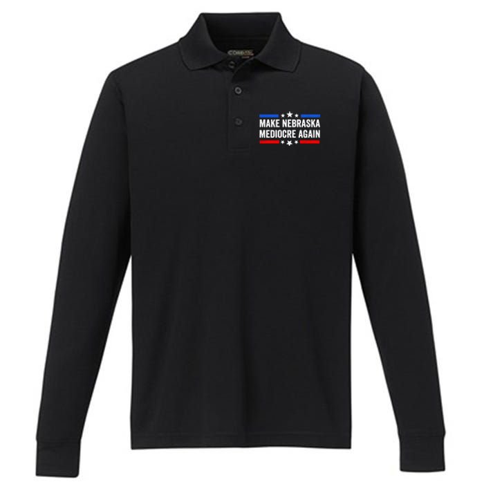 Make Nebraska Mediocre Again Performance Long Sleeve Polo