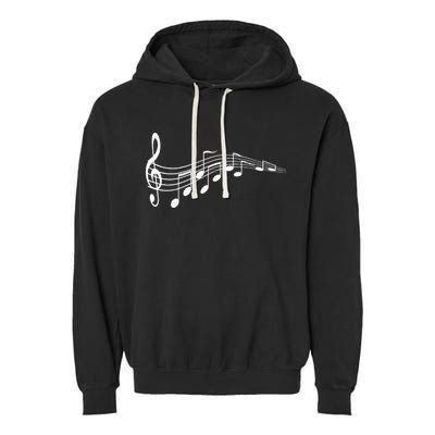 Musical Notes Music Dad Text In Treble Clef Garment-Dyed Fleece Hoodie