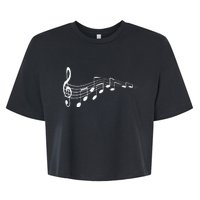 Musical Notes Music Dad Text In Treble Clef Bella+Canvas Jersey Crop Tee