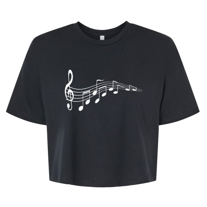 Musical Notes Music Dad Text In Treble Clef Bella+Canvas Jersey Crop Tee