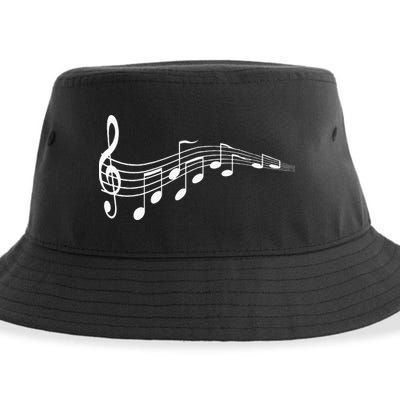 Musical Notes Music Dad Text In Treble Clef Sustainable Bucket Hat