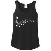 Musical Notes Music Dad Text In Treble Clef Ladies Essential Tank