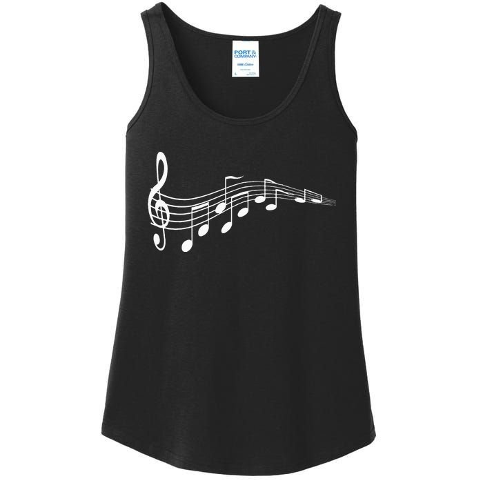 Musical Notes Music Dad Text In Treble Clef Ladies Essential Tank