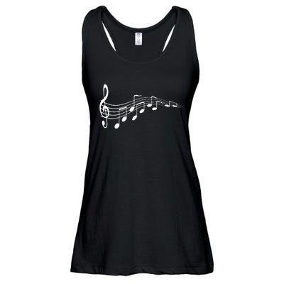 Musical Notes Music Dad Text In Treble Clef Ladies Essential Flowy Tank