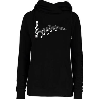 Musical Notes Music Dad Text In Treble Clef Womens Funnel Neck Pullover Hood