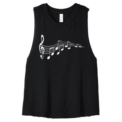 Musical Notes Music Dad Text In Treble Clef Women's Racerback Cropped Tank