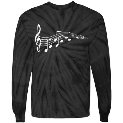 Musical Notes Music Dad Text In Treble Clef Tie-Dye Long Sleeve Shirt
