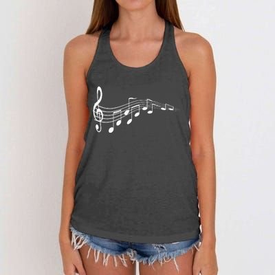 Musical Notes Music Dad Text In Treble Clef Women's Knotted Racerback Tank