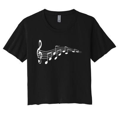 Musical Notes Music Dad Text In Treble Clef Women's Crop Top Tee